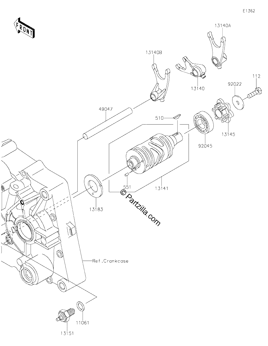Diagrama de GEAR CHANGE DRUM SHIFT FORK S