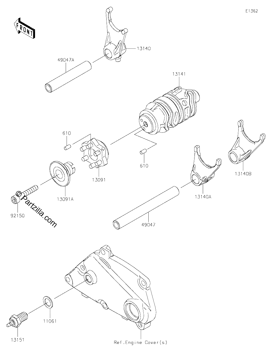 Diagrama de GEAR CHANGE DRUM SHIFT FORK S