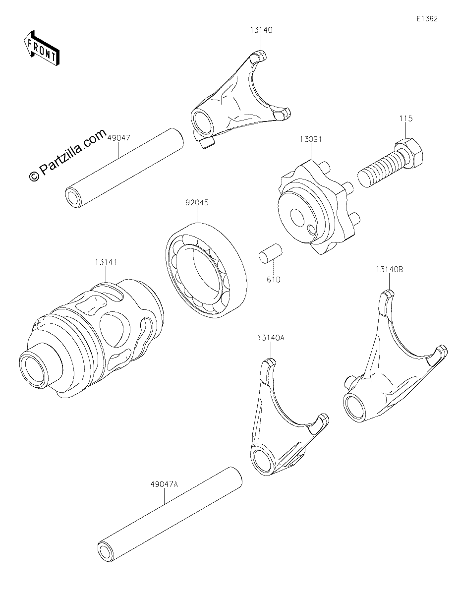 Diagrama de GEAR CHANGE DRUM SHIFT FORK S