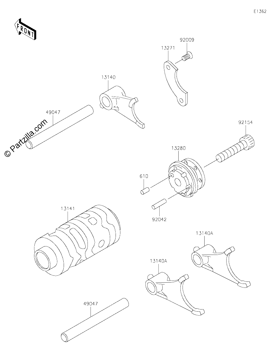 Diagrama de GEAR CHANGE DRUM SHIFT FORK S