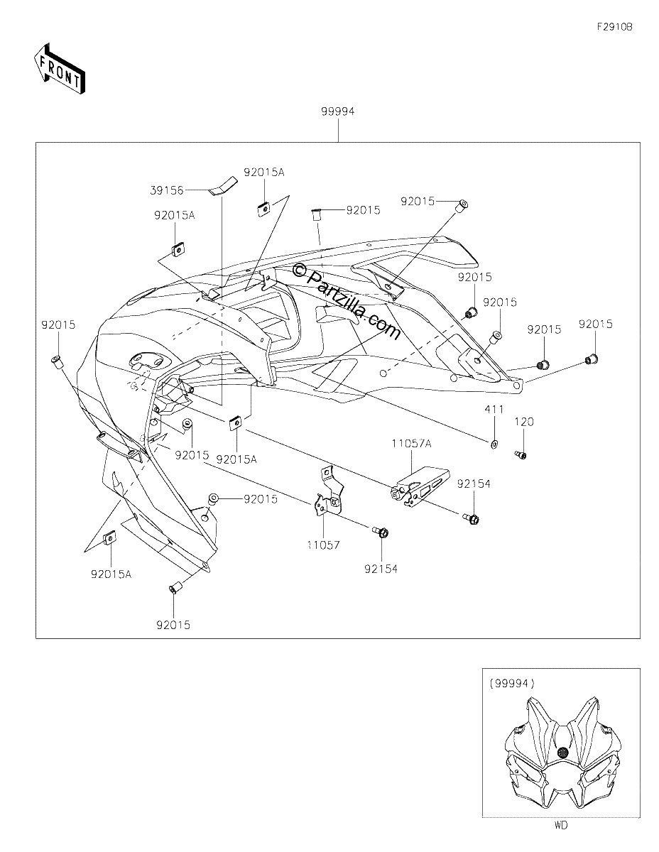 Diagrama de ACCESSORY CARBON COWLING KIT JKF JLF