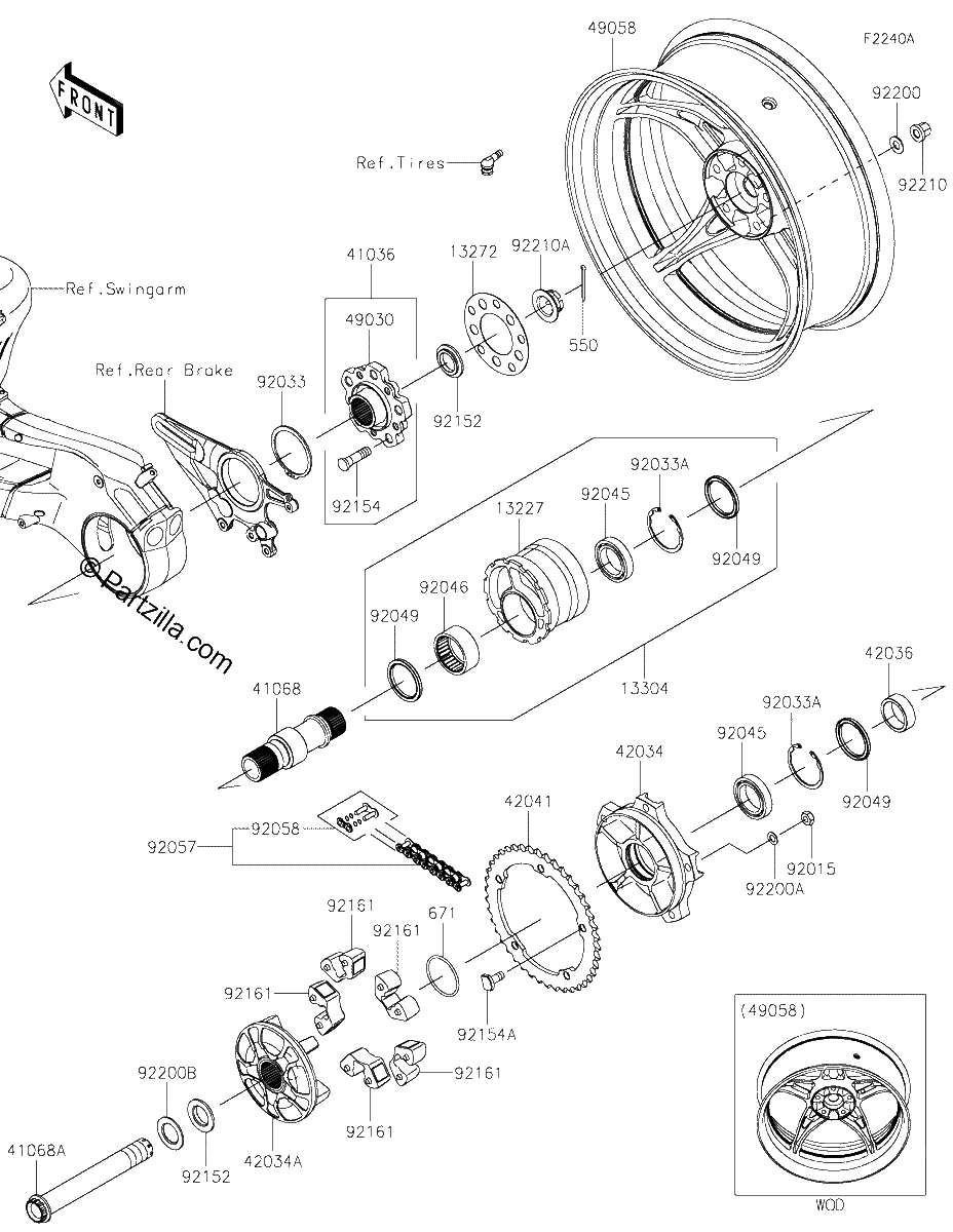 Diagrama de REAR WHEEL CHAIN YKF YLF