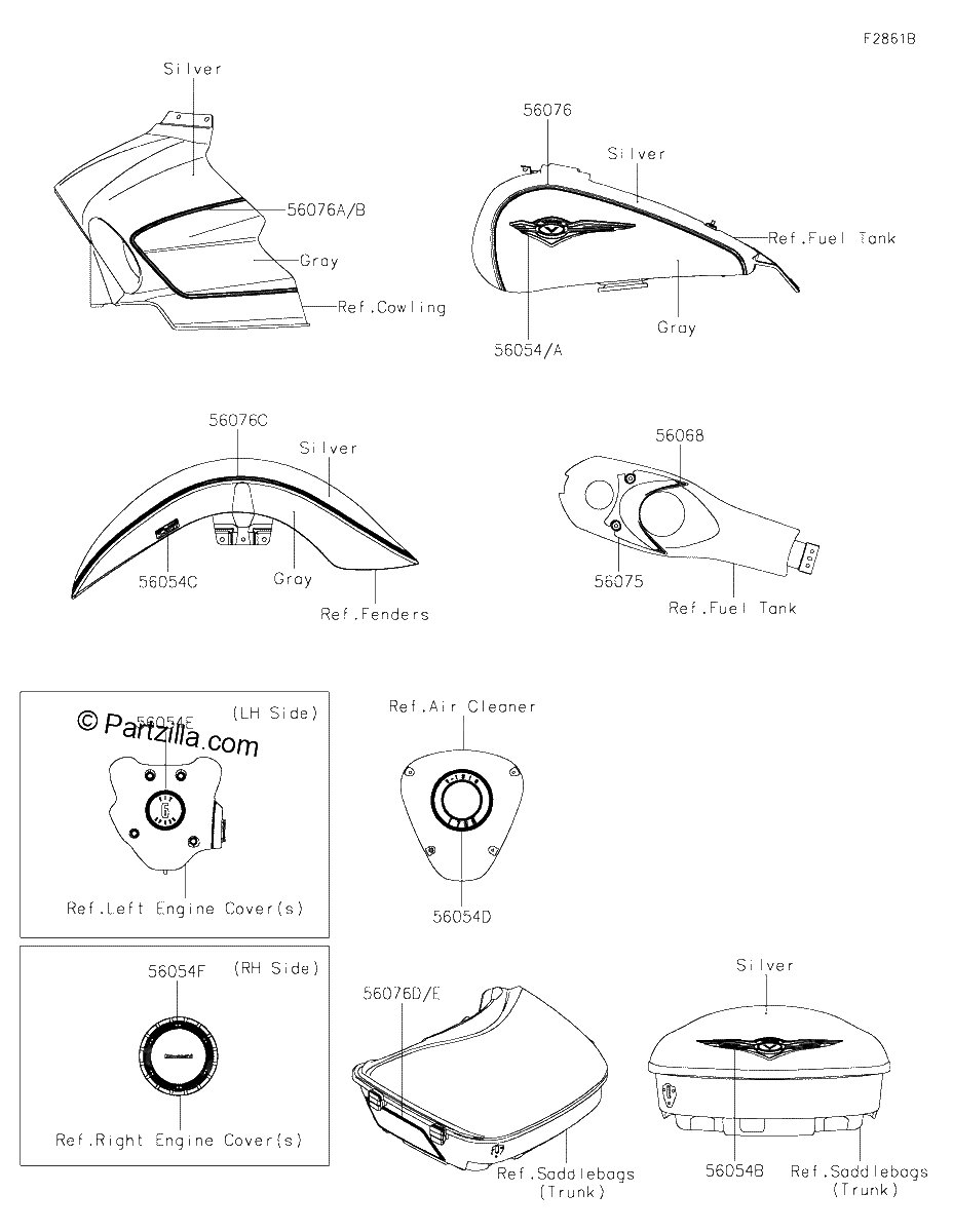 Diagrama de DECALS GRAY SILVER BLF