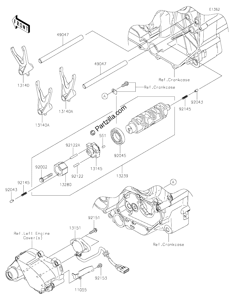Diagrama de GEAR CHANGE DRUM SHIFT FORK S