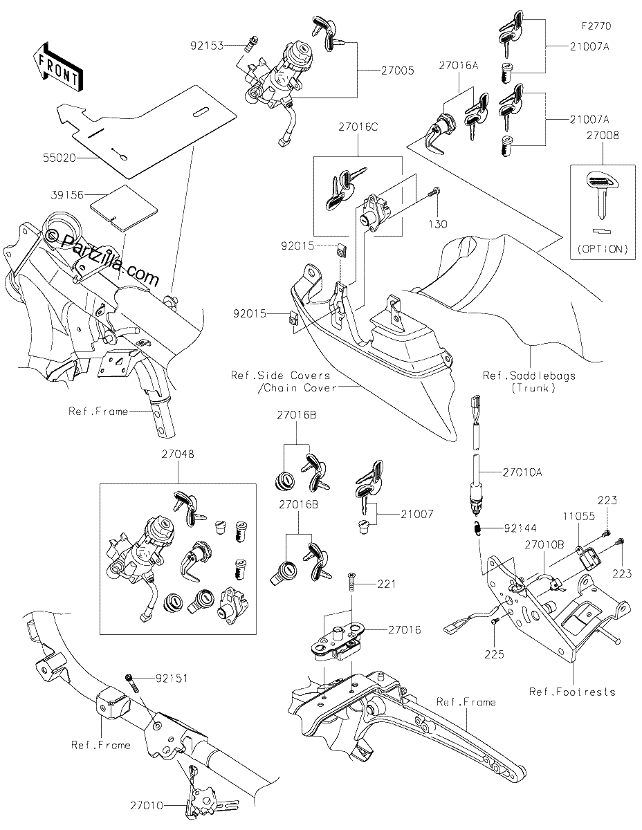 Diagrama de IGNITION SWITCH LOCKS REFLECTORS