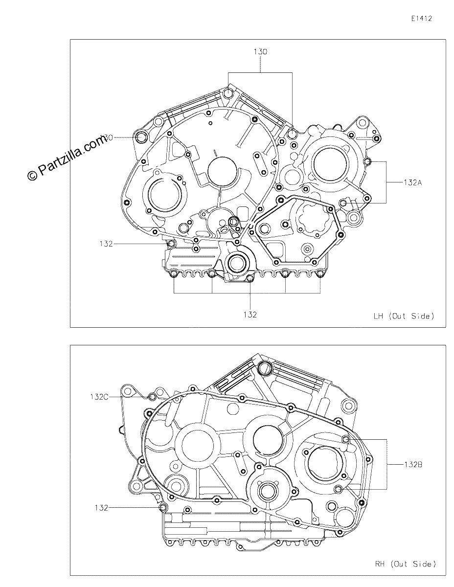 Diagrama de CRANKCASE BOLT PATTERN