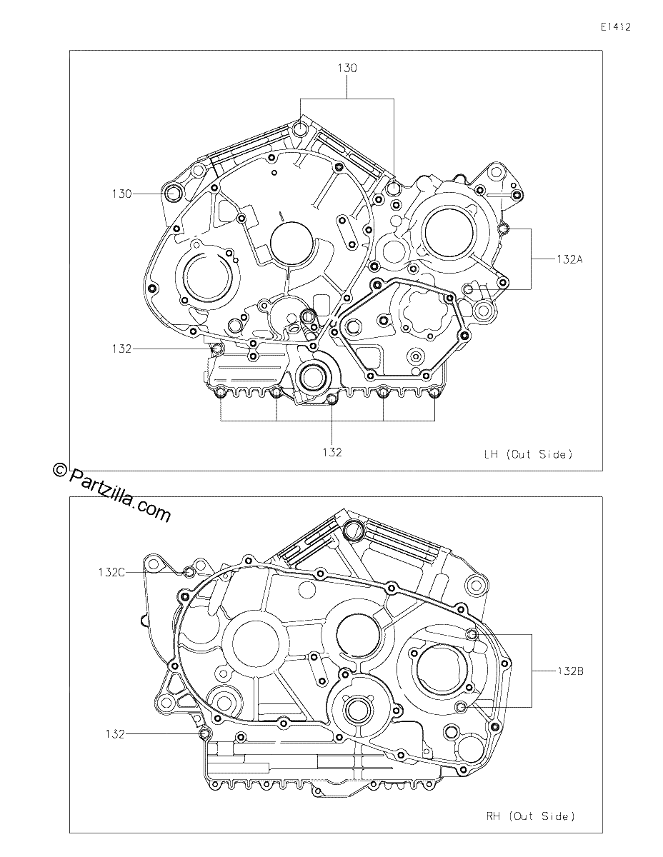 Diagrama de CRANKCASE BOLT PATTERN