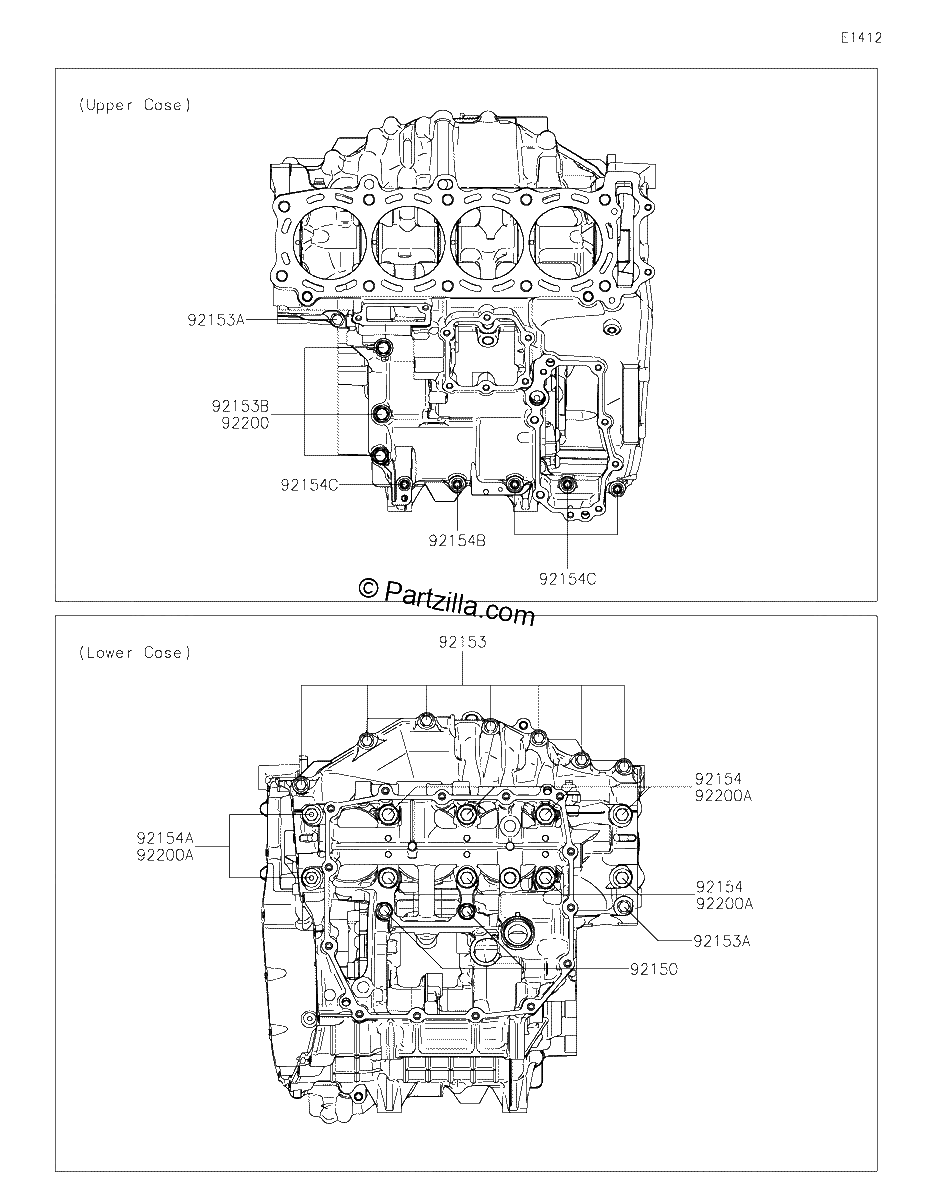 Diagrama de CRANKCASE BOLT PATTERN