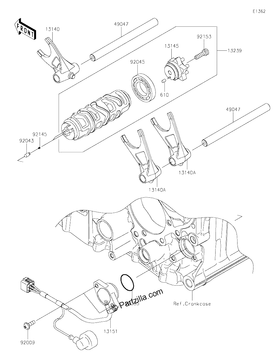 Diagrama de GEAR CHANGE DRUM SHIFT FORK S