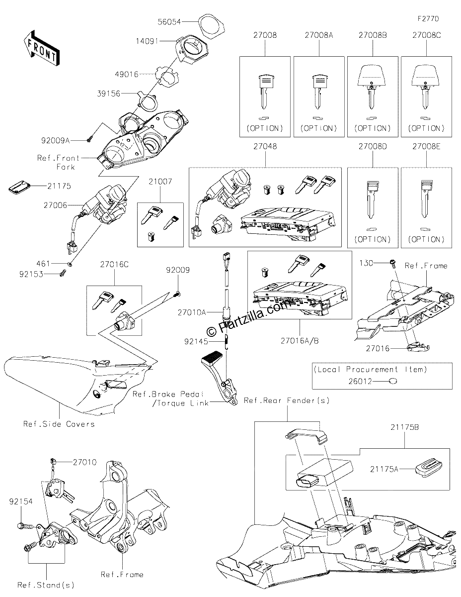 Diagrama de IGNITION SWITCH LOCKS REFLECTORS