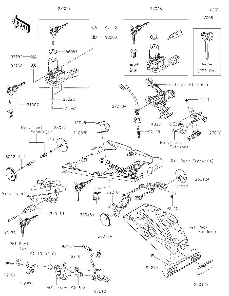 Diagrama de IGNITION SWITCH LOCKS REFLECTORS
