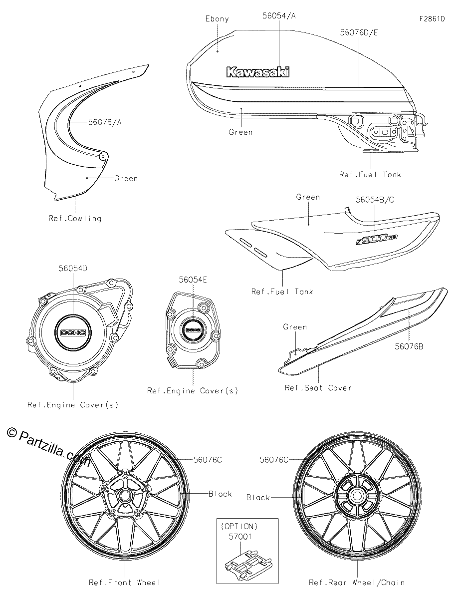 Diagrama de DECALS GREEN EBONY ELFA