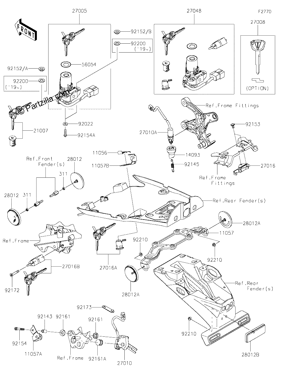 Diagrama de IGNITION SWITCH LOCKS REFLECTORS