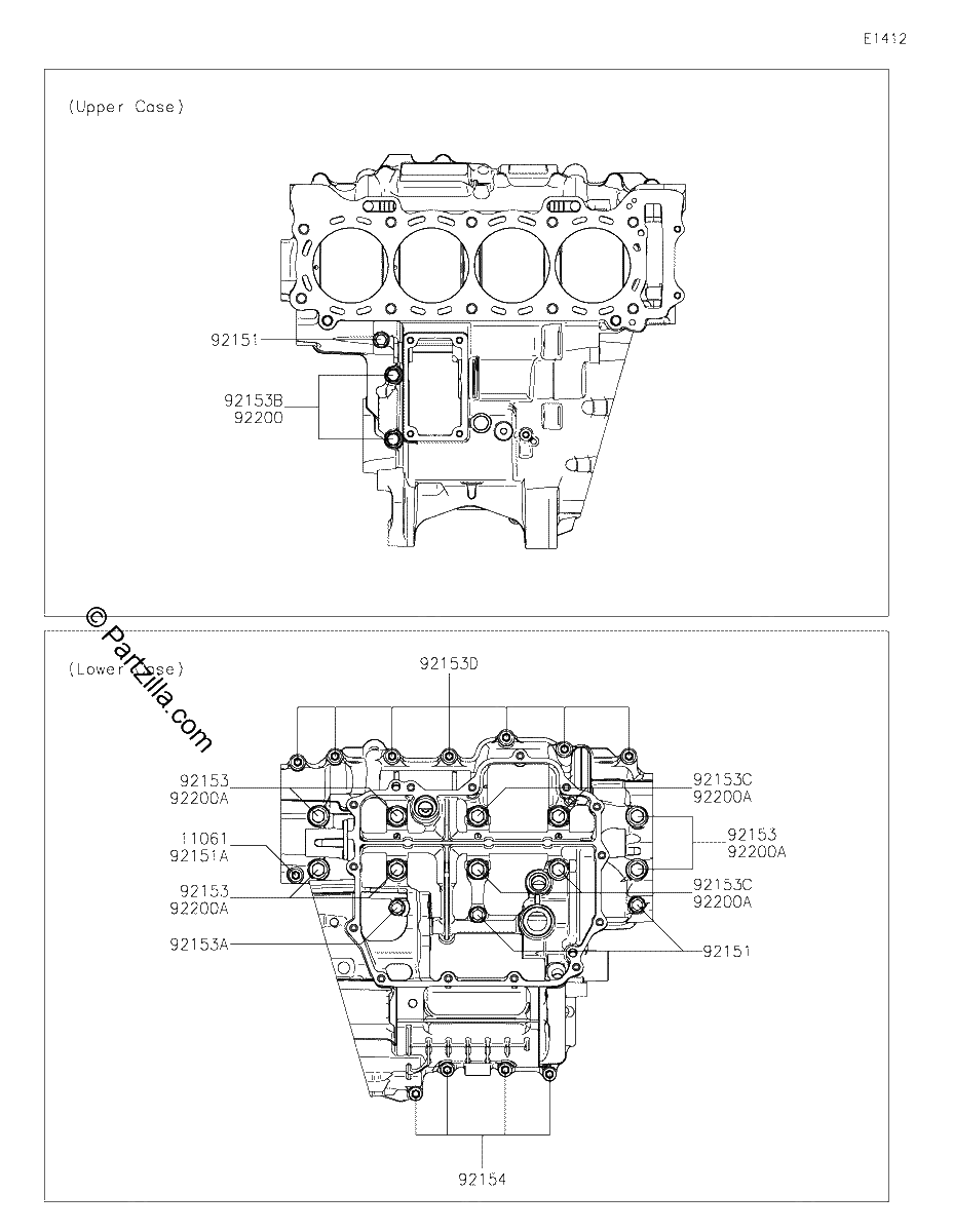 Diagrama de CRANKCASE BOLT PATTERN