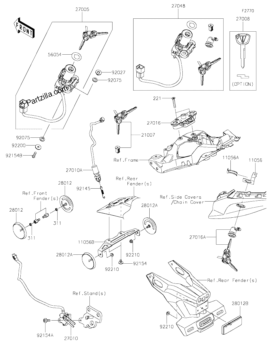 Diagrama de IGNITION SWITCH LOCKS REFLECTORS