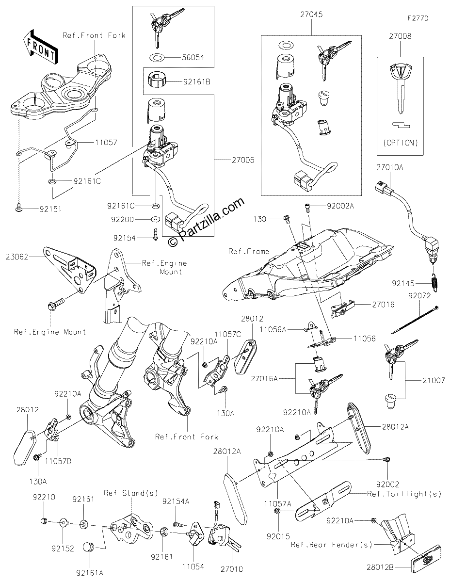 Diagrama de IGNITION SWITCH LOCKS REFLECTORS