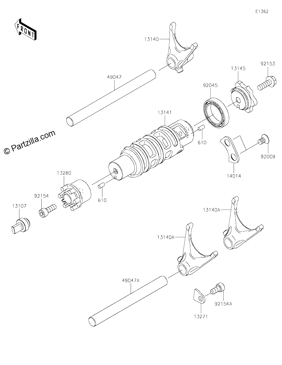 Diagrama de GEAR CHANGE DRUM SHIFT FORK S