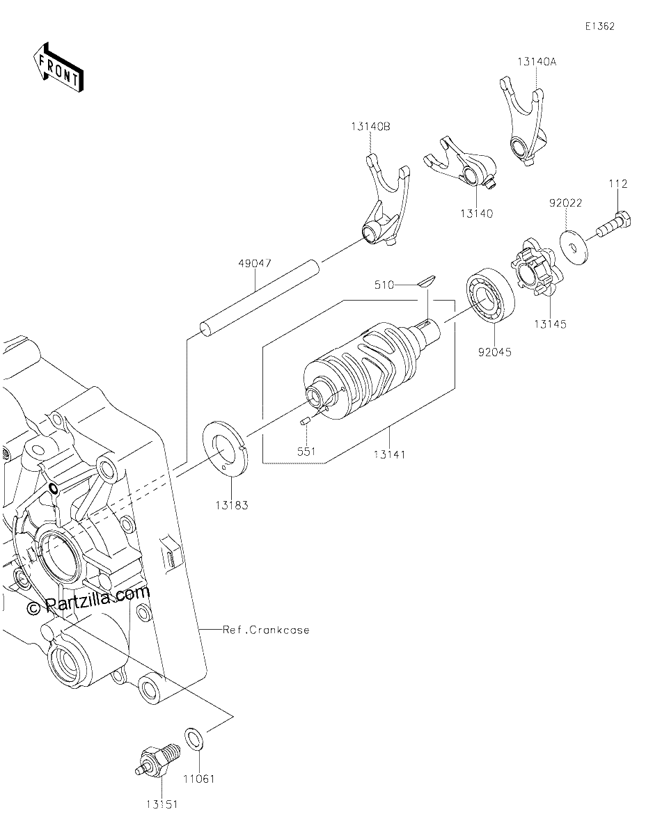 Diagrama de GEAR CHANGE DRUM SHIFT FORK S