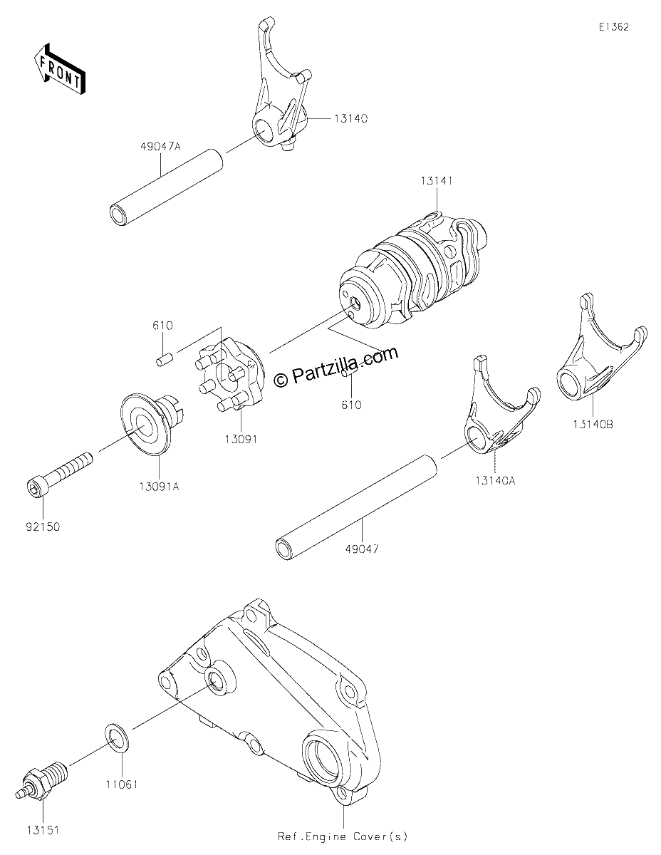 Diagrama de GEAR CHANGE DRUM SHIFT FORK S