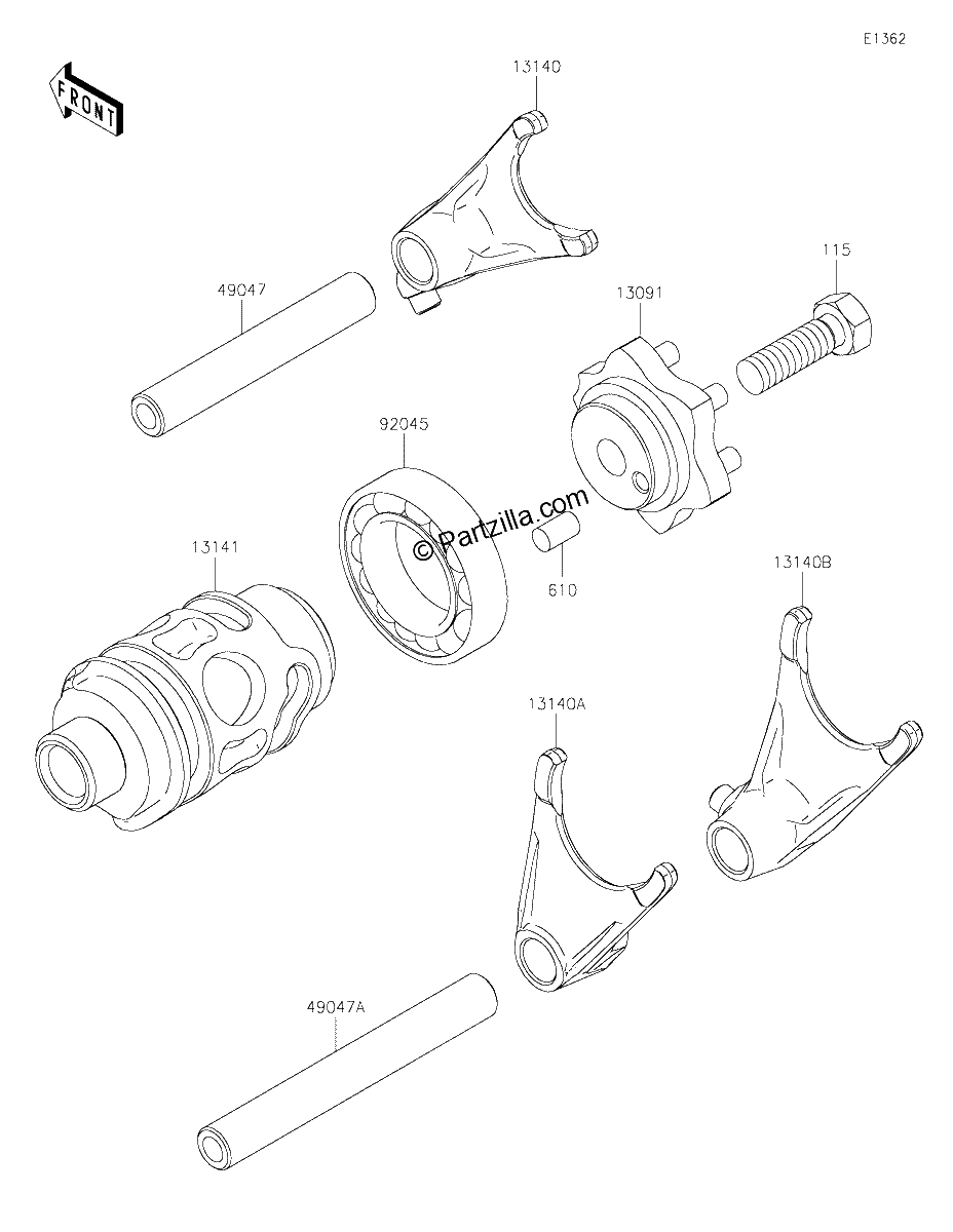 Diagrama de GEAR CHANGE DRUM SHIFT FORK S