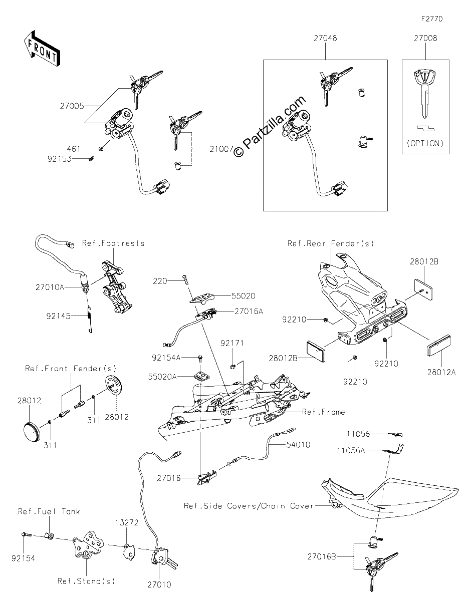 Diagrama de IGNITION SWITCH LOCKS REFLECTORS