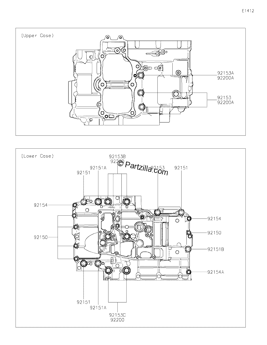 Diagrama de CRANKCASE BOLT PATTERN