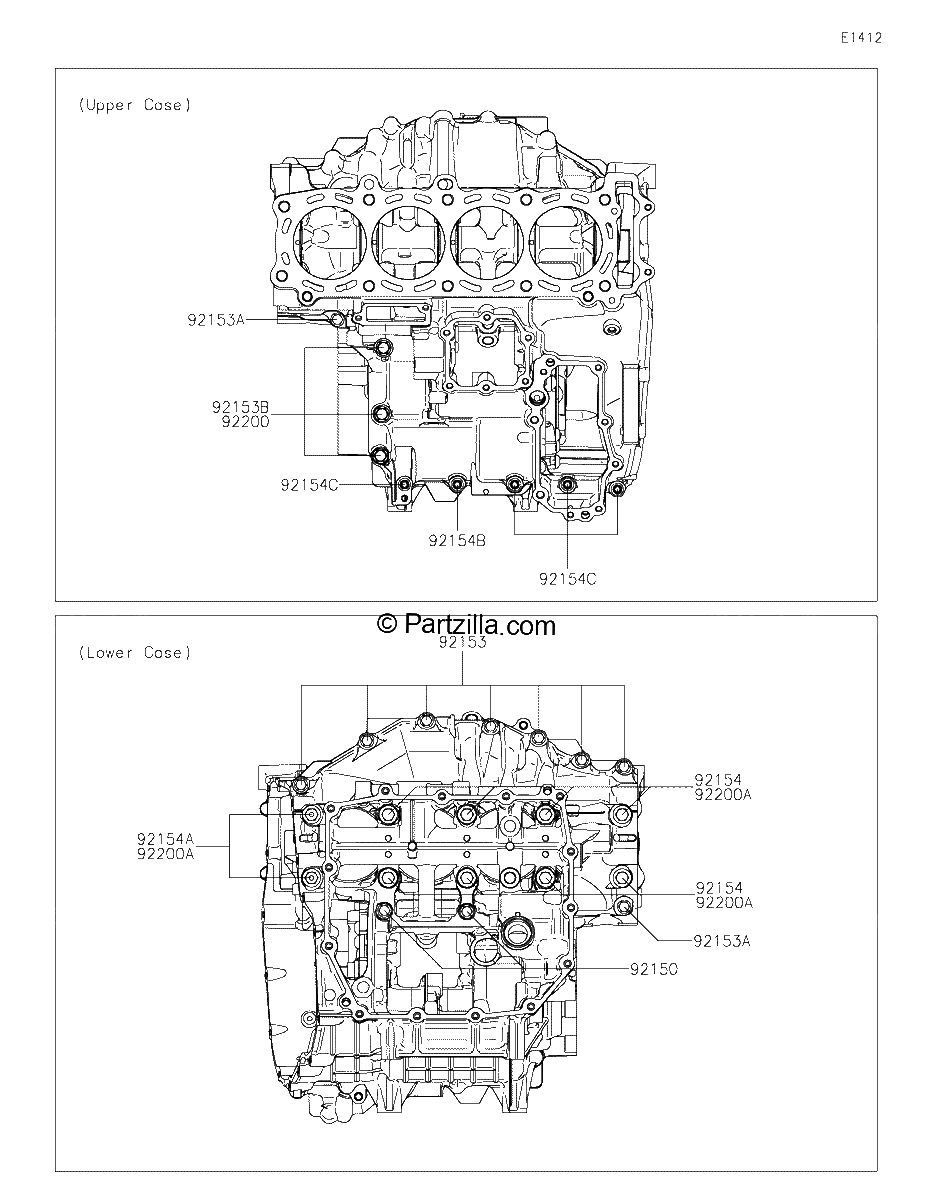 Diagrama de CRANKCASE BOLT PATTERN