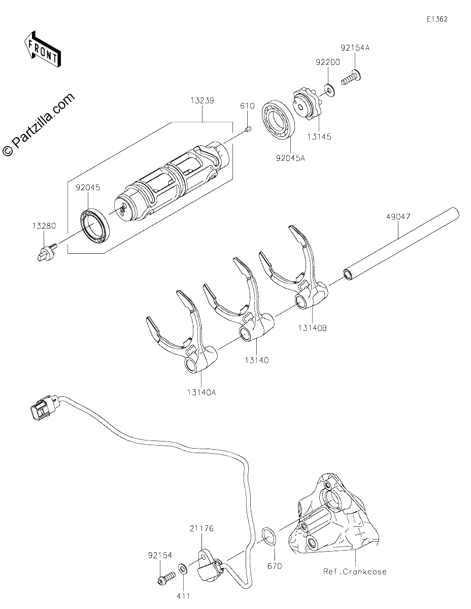 Diagrama de GEAR CHANGE DRUM SHIFT FORK S