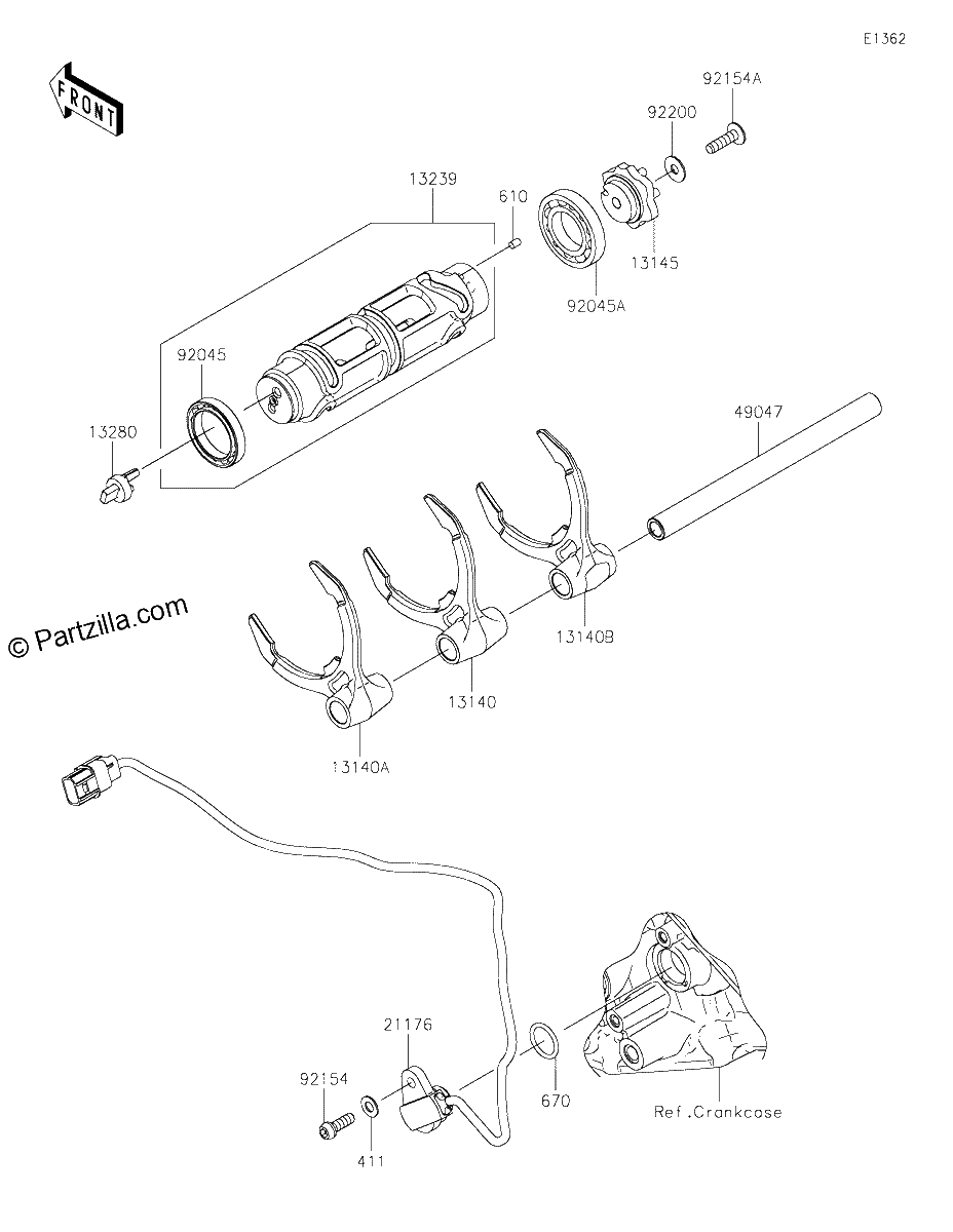 Diagrama de GEAR CHANGE DRUM SHIFT FORK S
