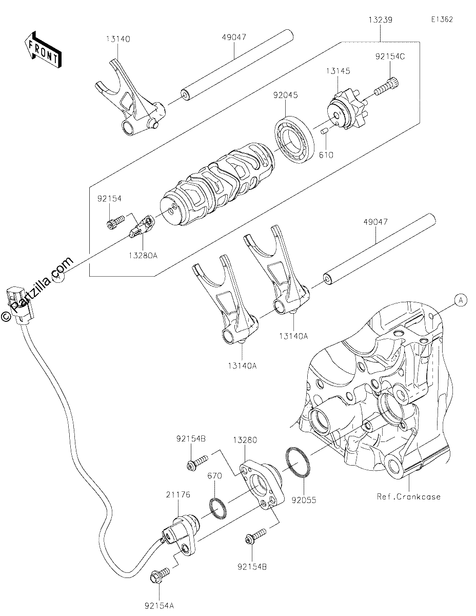 Diagrama de GEAR CHANGE DRUM SHIFT FORK S