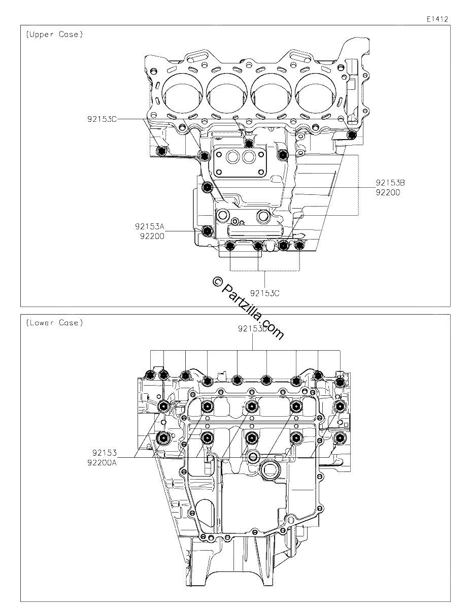 Diagrama de CRANKCASE BOLT PATTERN