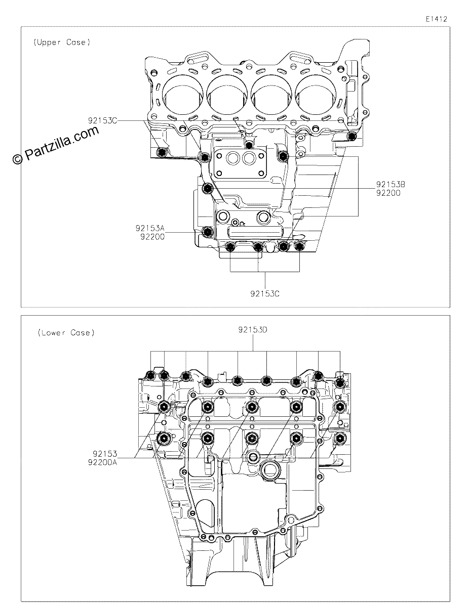 Diagrama de CRANKCASE BOLT PATTERN