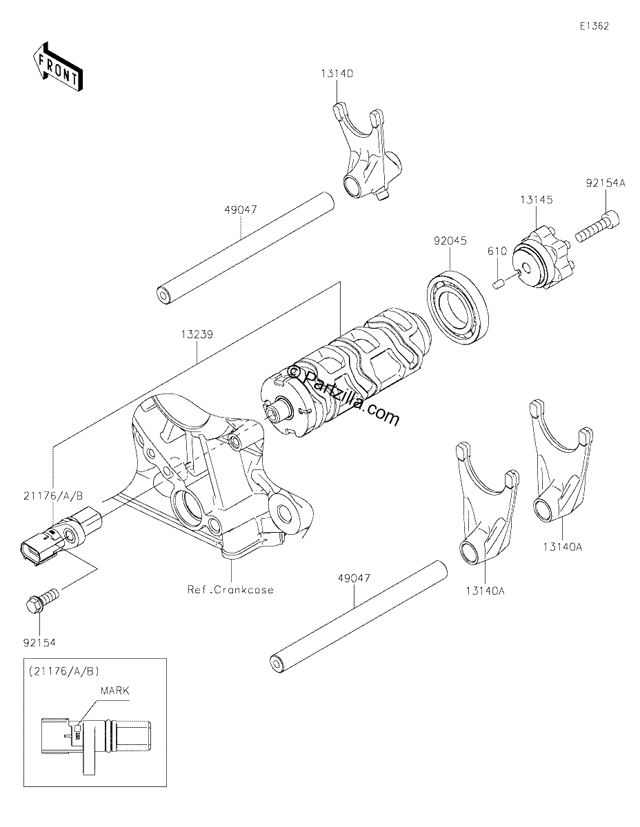 Diagrama de GEAR CHANGE DRUM SHIFT FORK S