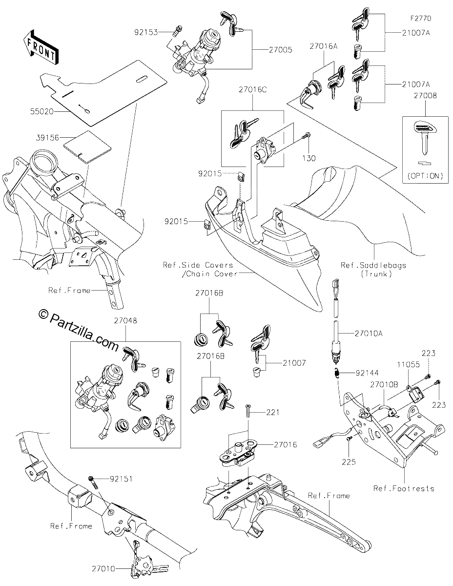 Diagrama de IGNITION SWITCH LOCKS REFLECTORS