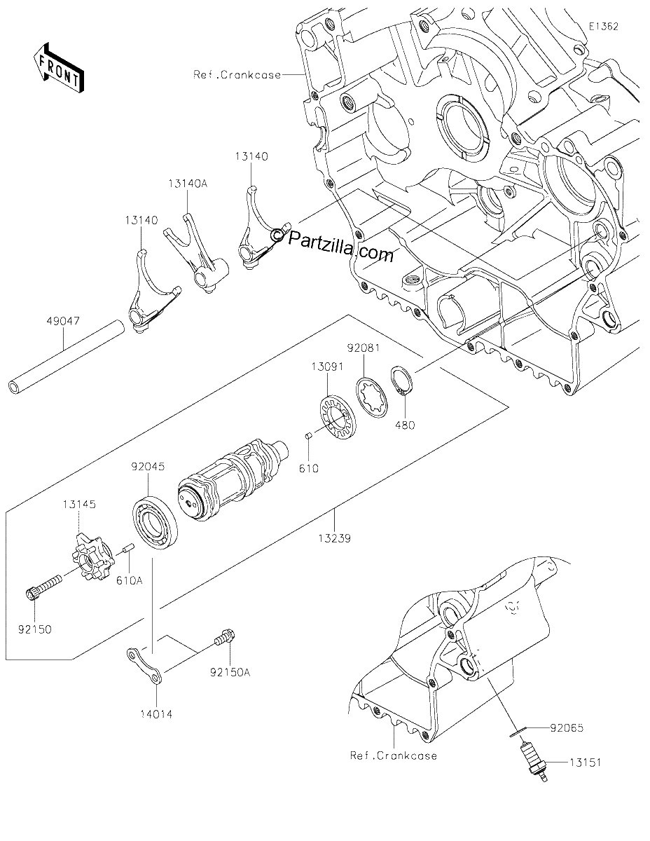 Diagrama de GEAR CHANGE DRUM SHIFT FORK S