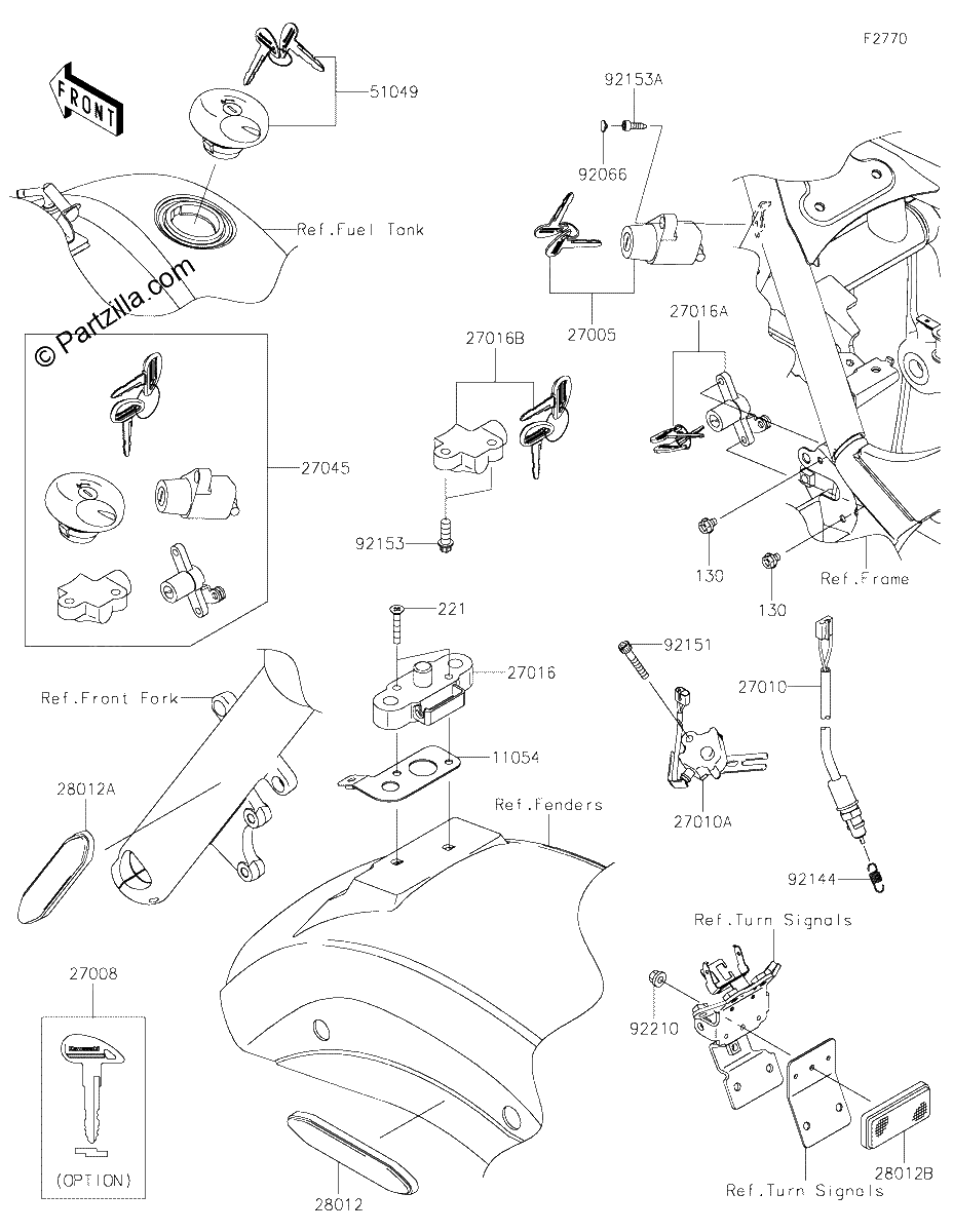 Diagrama de IGNITION SWITCH LOCKS REFLECTORS