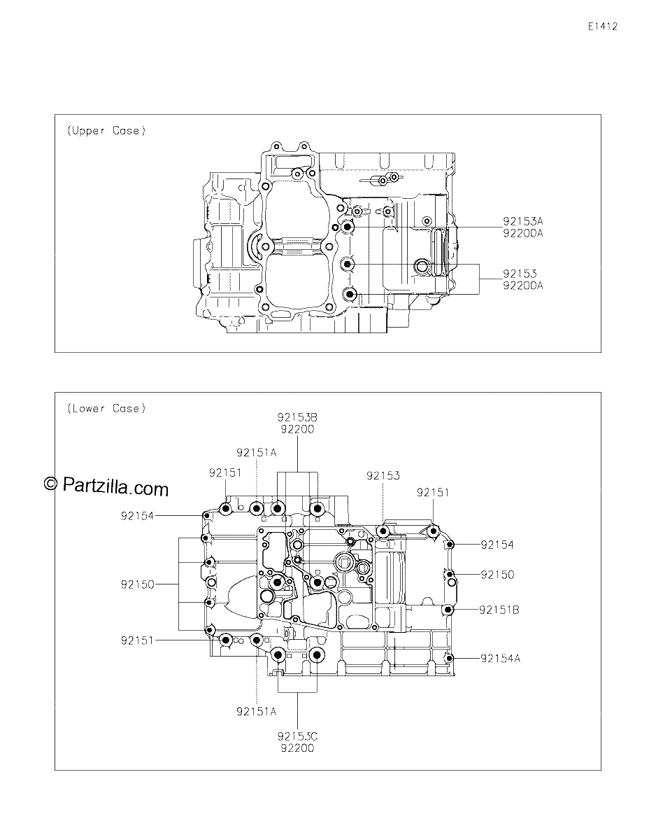 Diagrama de CRANKCASE BOLT PATTERN