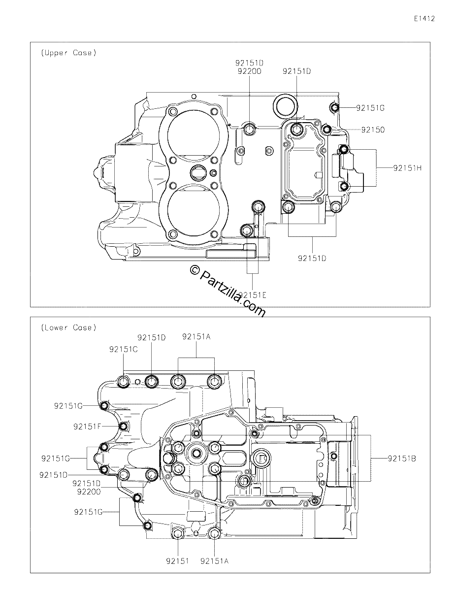Diagrama de CRANKCASE BOLT PATTERN
