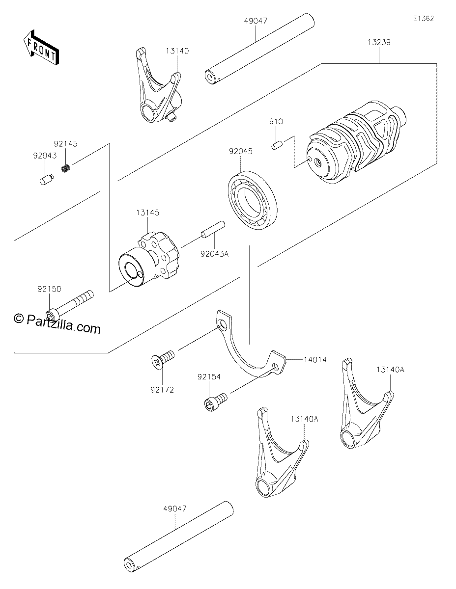 Diagrama de GEAR CHANGE DRUM SHIFT FORK S