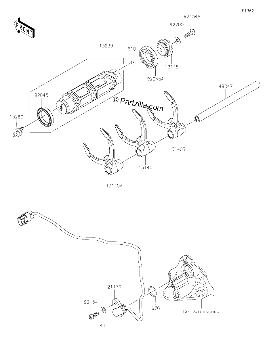 Diagrama de GEAR CHANGE DRUM SHIFT FORK S