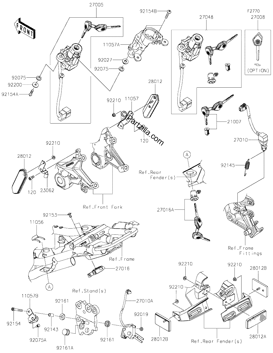 Diagrama de IGNITION SWITCH LOCKS REFLECTORS