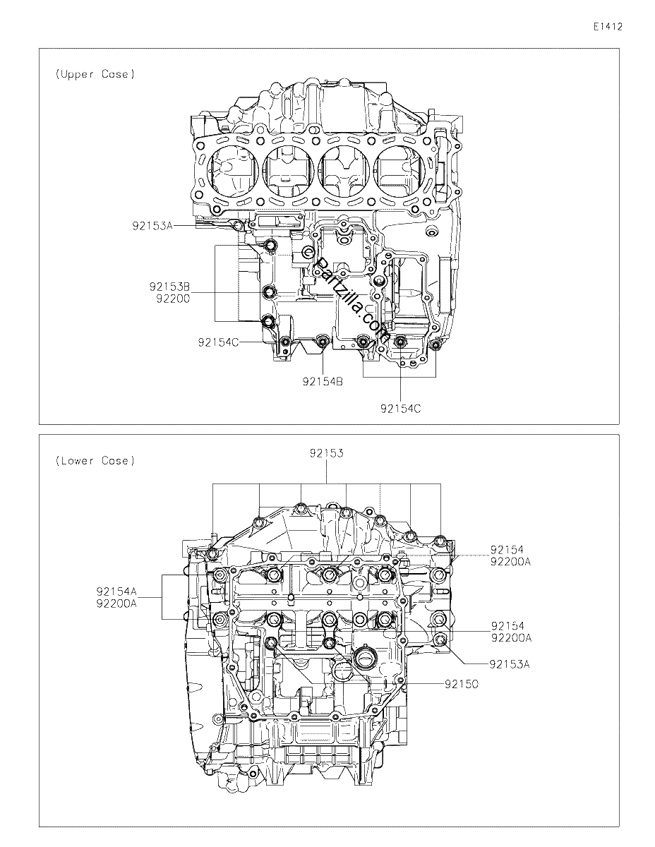 Diagrama de CRANKCASE BOLT PATTERN