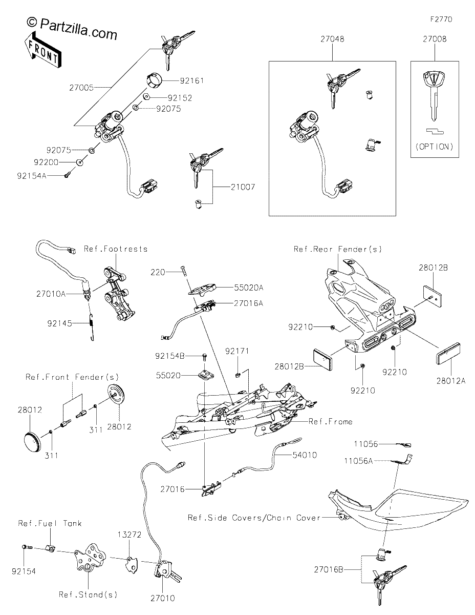 Diagrama de IGNITION SWITCH LOCKS REFLECTORS