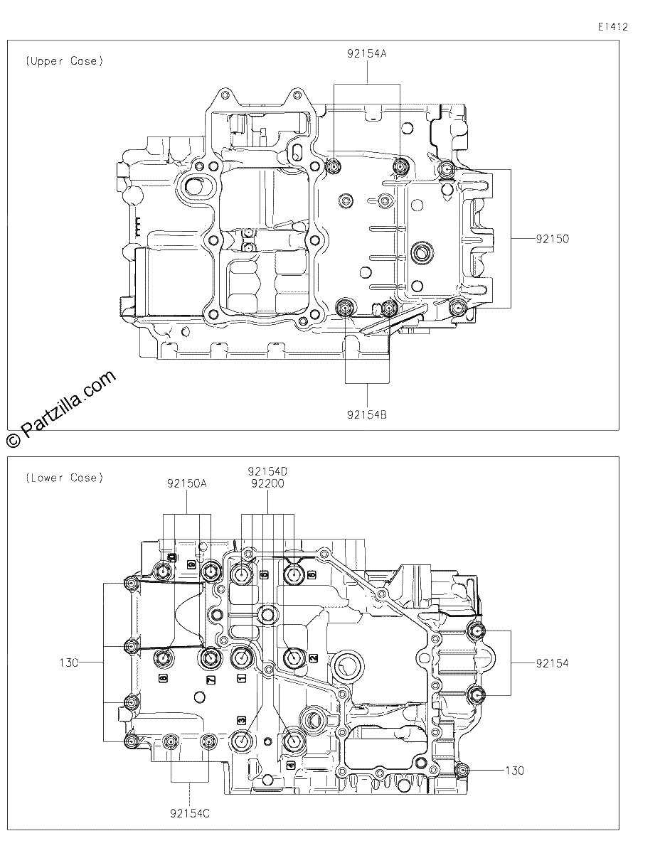 Diagrama de CRANKCASE BOLT PATTERN