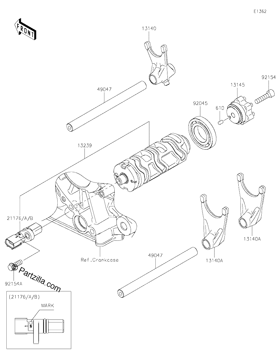 Diagrama de GEAR CHANGE DRUM SHIFT FORK S