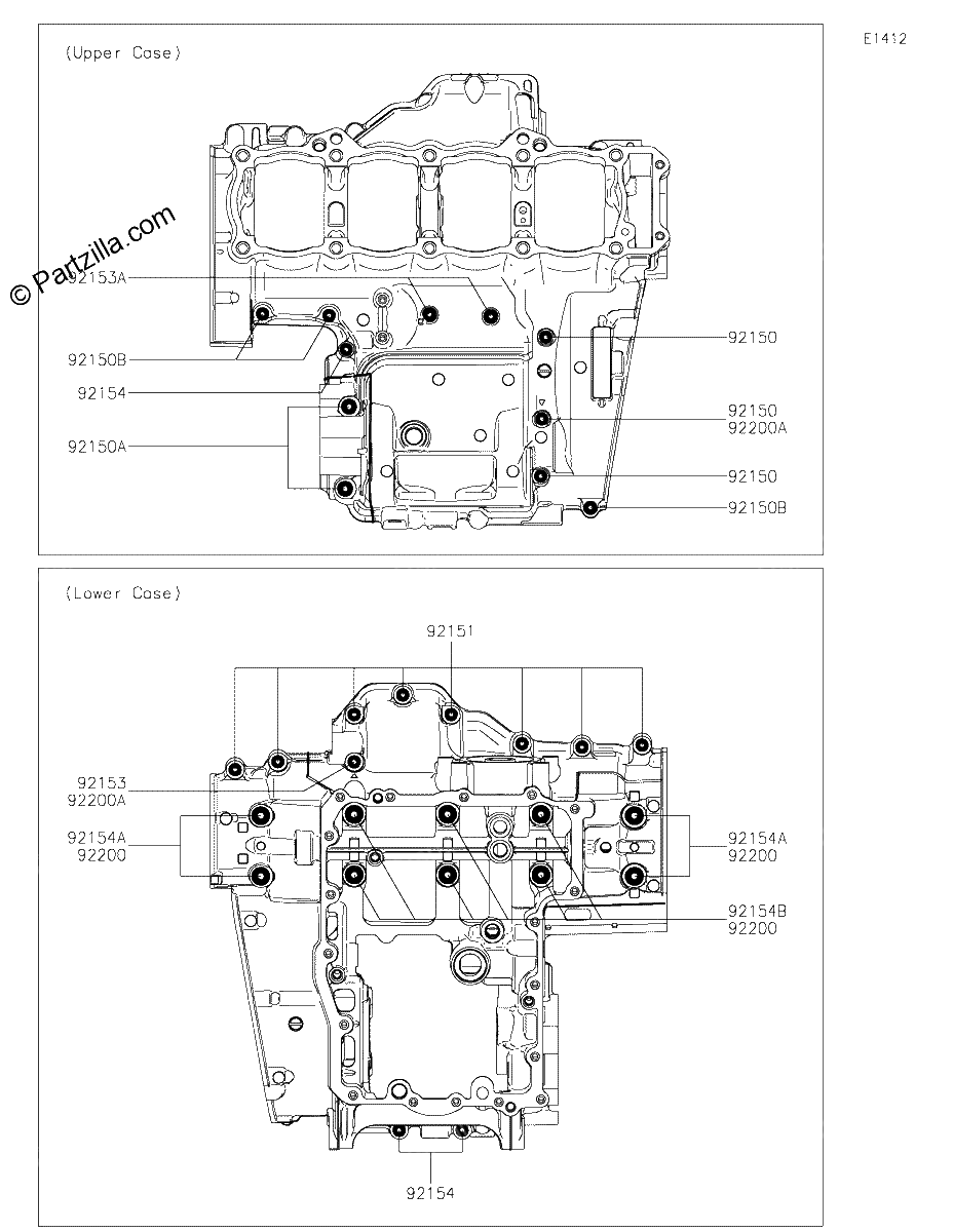 Diagrama de CRANKCASE BOLT PATTERN