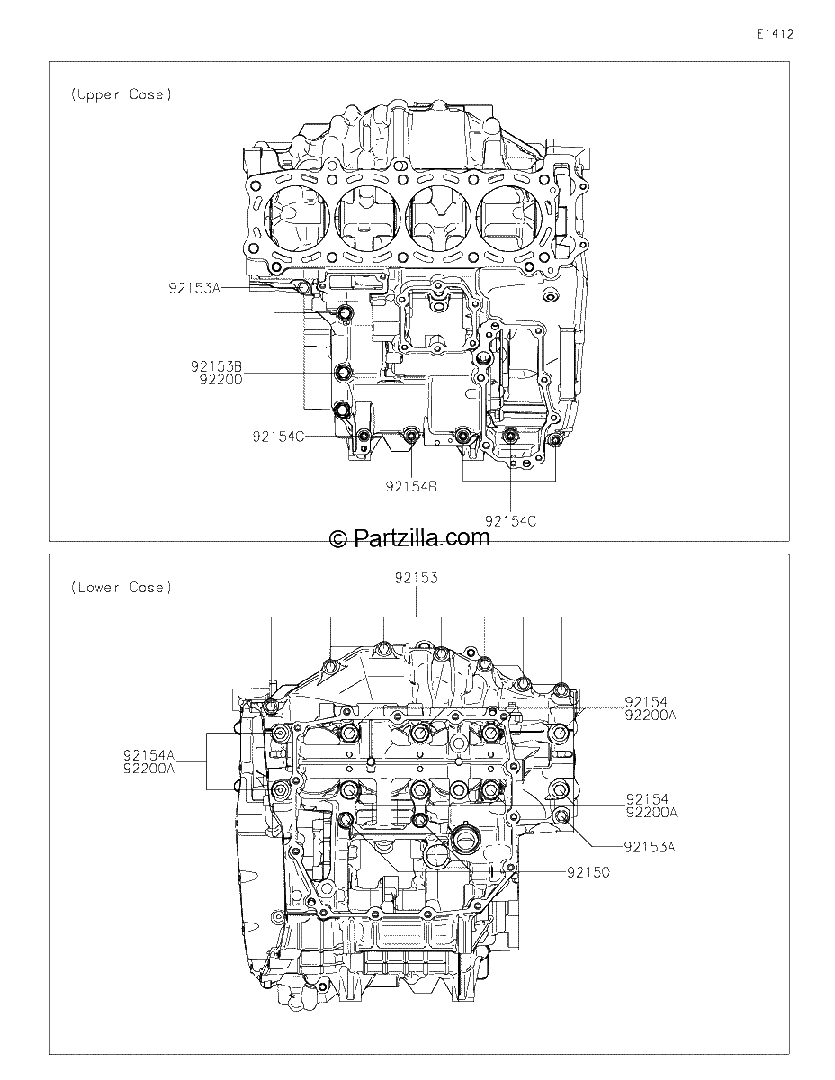 Diagrama de CRANKCASE BOLT PATTERN