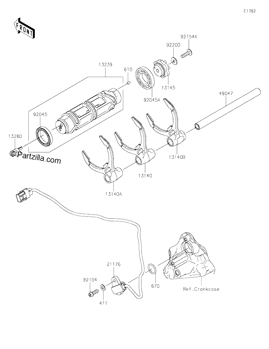 Diagrama de GEAR CHANGE DRUM SHIFT FORK S
