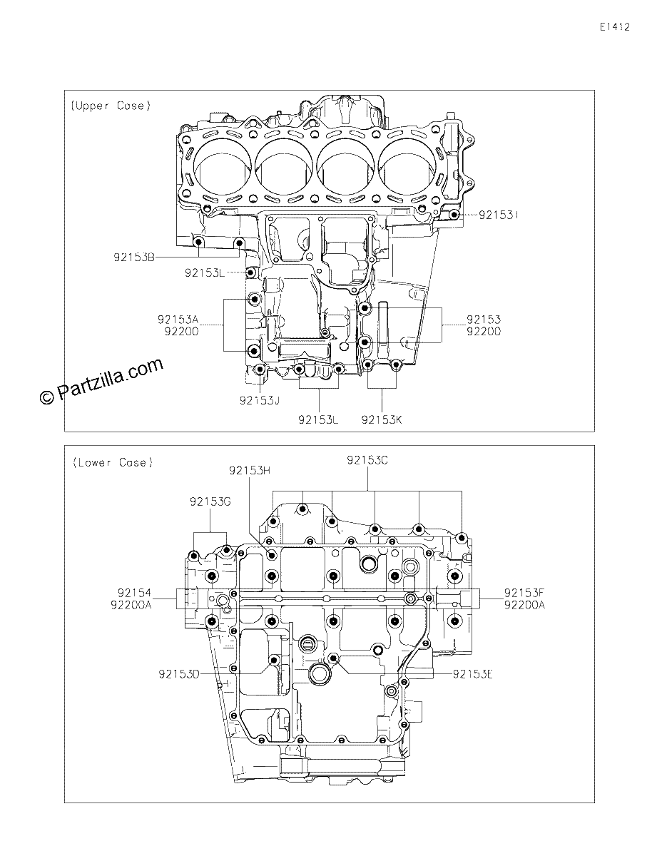 Diagrama de CRANKCASE BOLT PATTERN