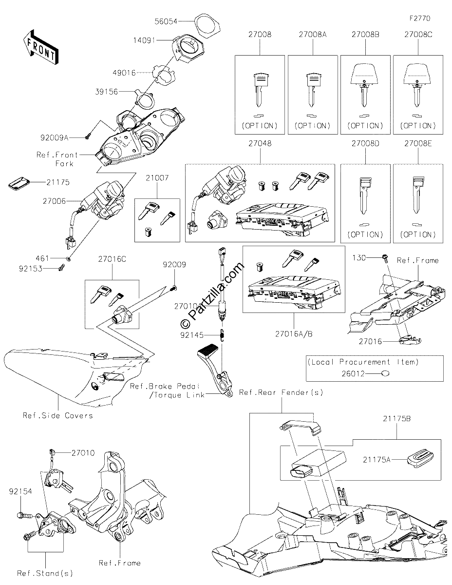 Diagrama de IGNITION SWITCH LOCKS REFLECTORS